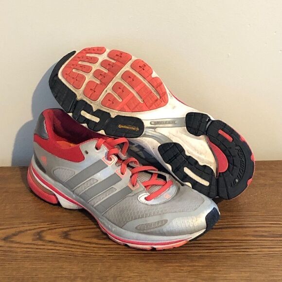 Adidas Women Shoe Supernova Glide V Size 9.5 Silver Pink Running Sneakers - Picture 1 of 10